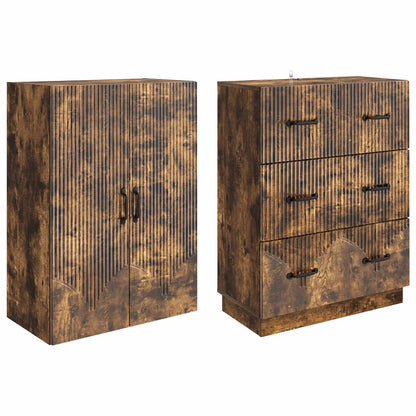 Cabinet Set 2 pcs 66 x 34.5 x 87 cm Engineered Wood Smoked Oak