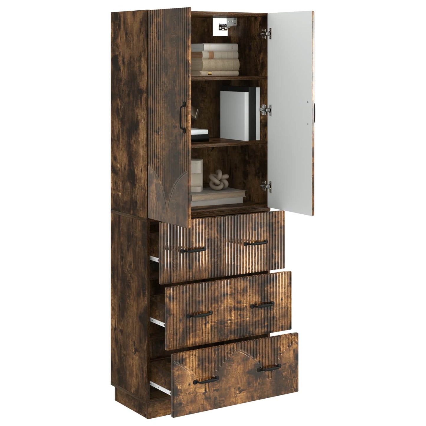 Cabinet Set 2 pcs 66 x 34.5 x 87 cm Engineered Wood Smoked Oak