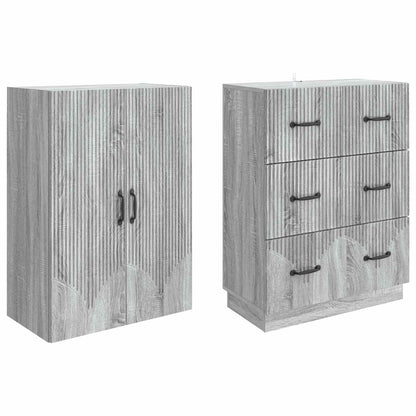 Cabinet Set 2 pcs 66 x 34.5 x 87 cm Engineered Wood Grey Sonoma