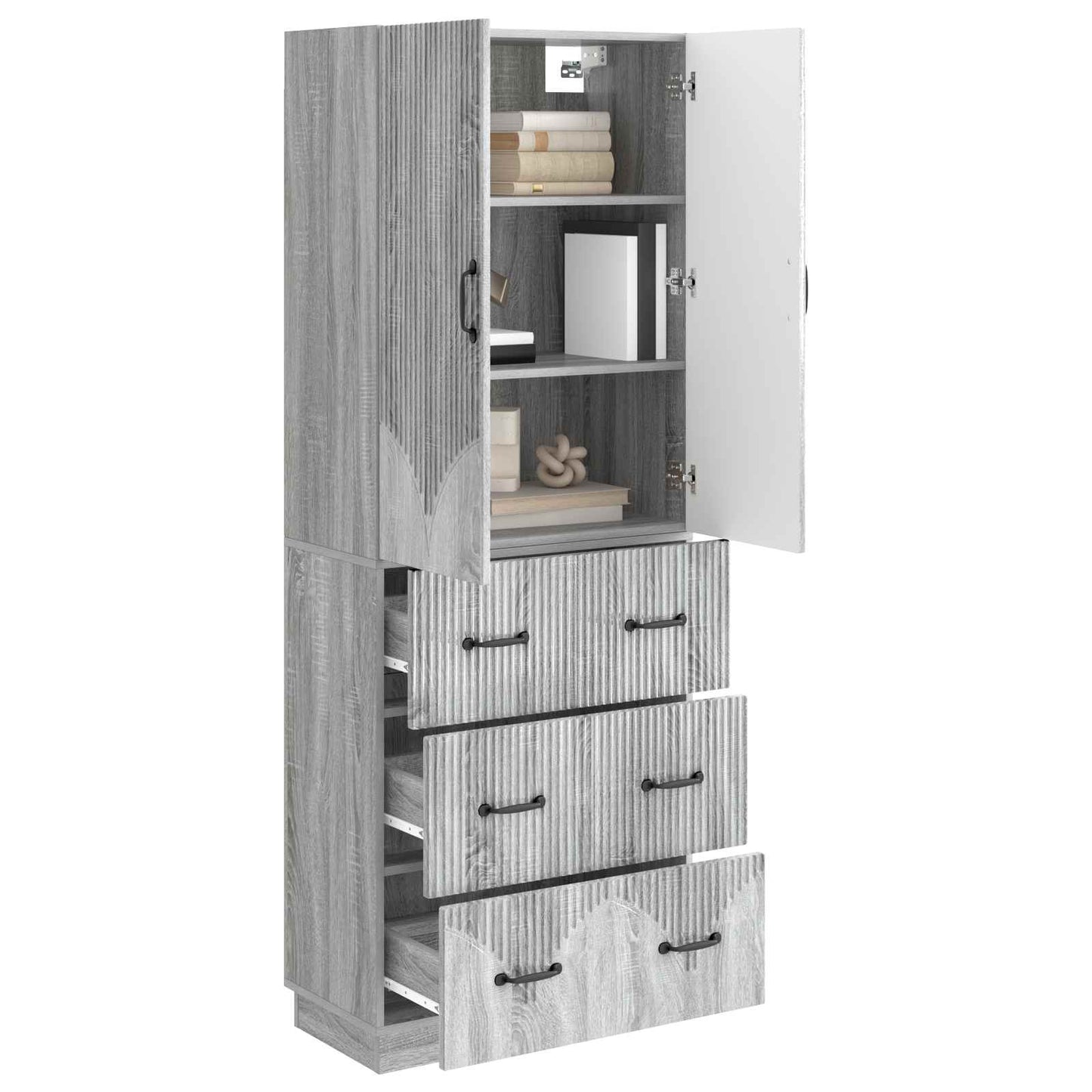 Cabinet Set 2 pcs Grey Sonoma 66 x 34.5 x 87 cm Engineered Wood