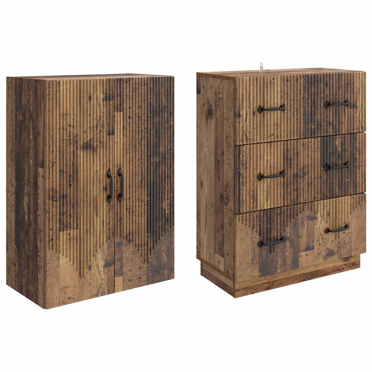 Cabinet Set 2 pcs 66 x 34.5 x 87 cm Engineered Wood Old Wood