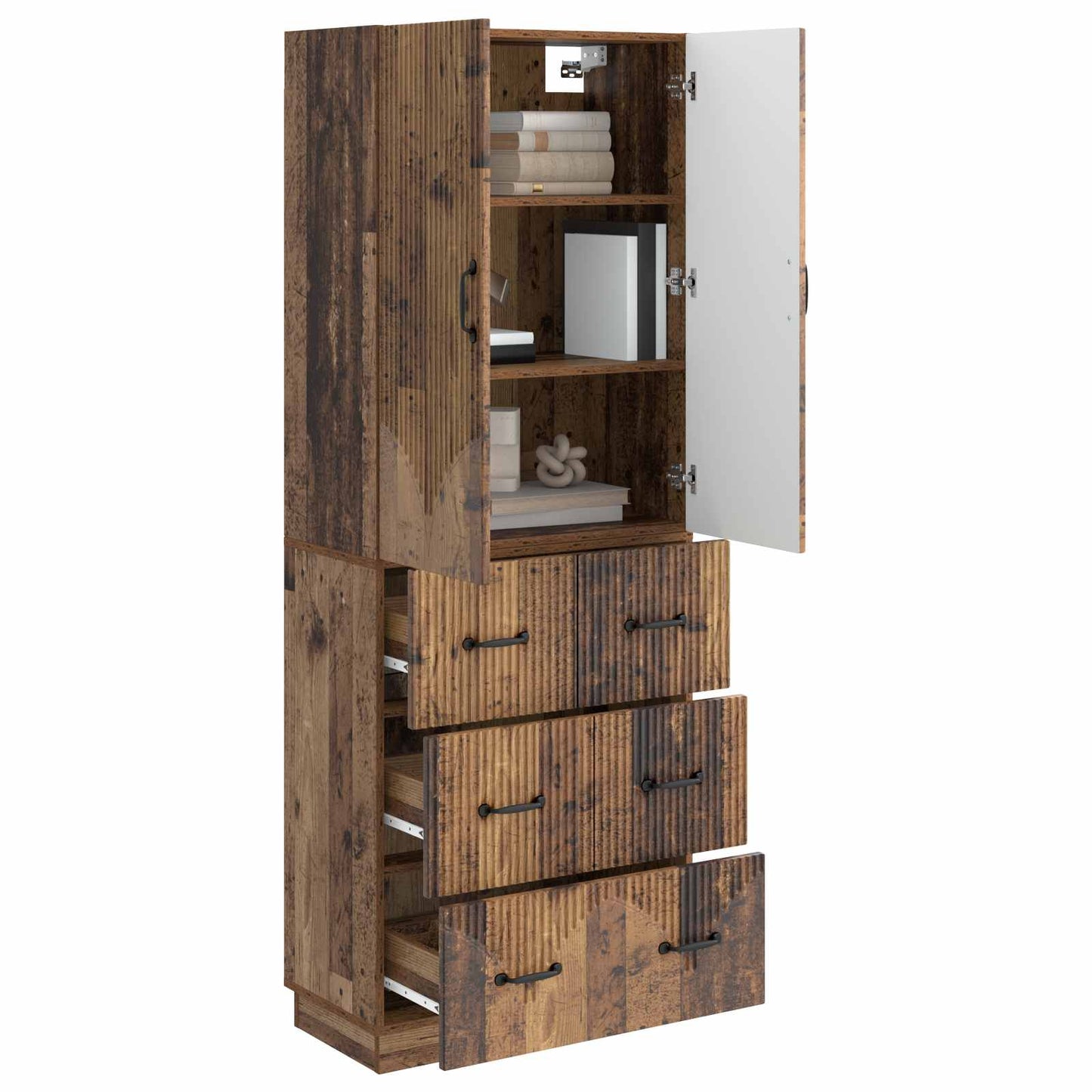 Cabinet Set 2 pcs 66 x 34.5 x 87 cm Engineered Wood Old Wood
