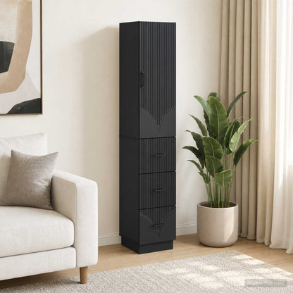 Cabinet Set 2 pcs 33 x 34.5 x 87 cm Engineered Wood Black