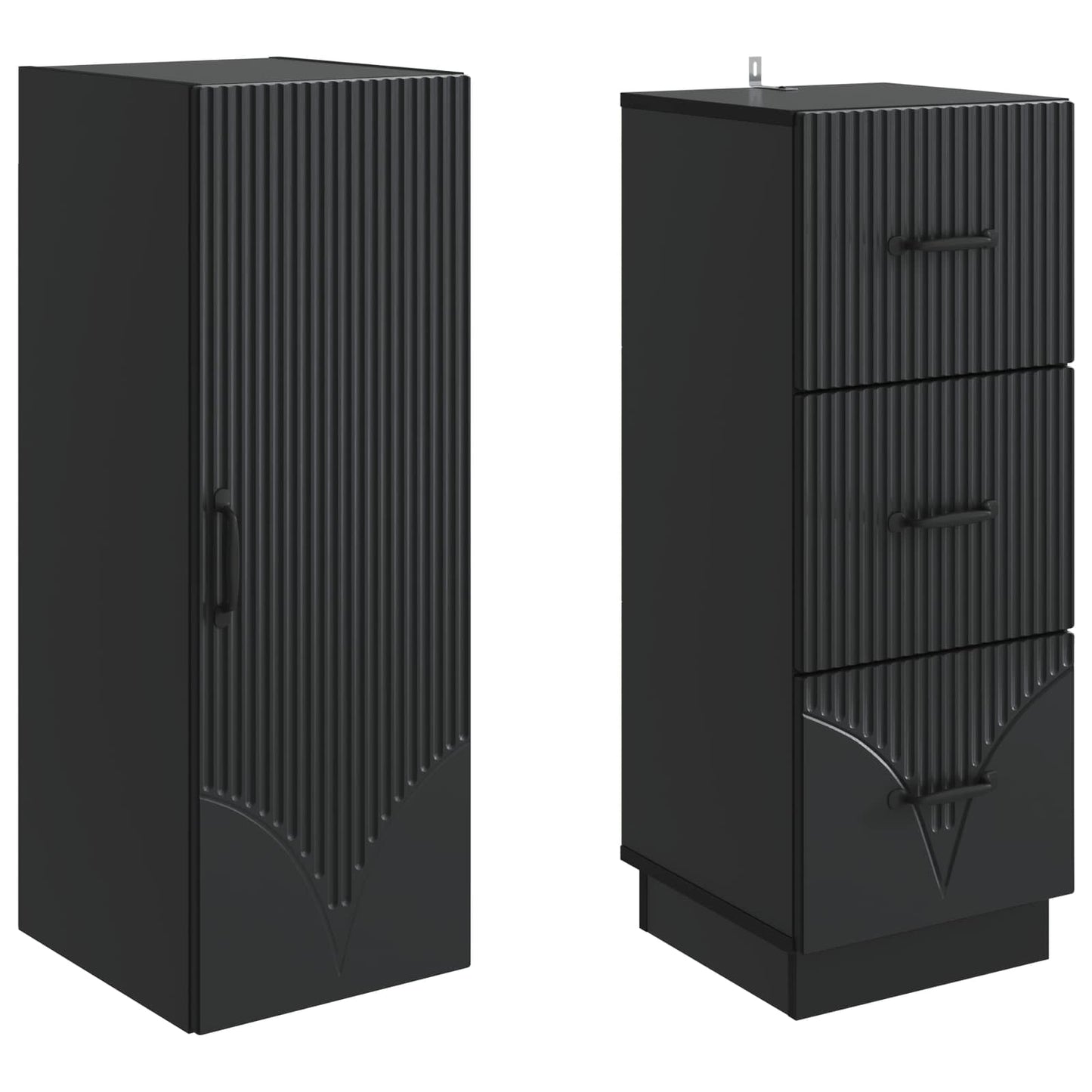 Cabinet Set 2 pcs 33 x 34.5 x 87 cm Engineered Wood Black