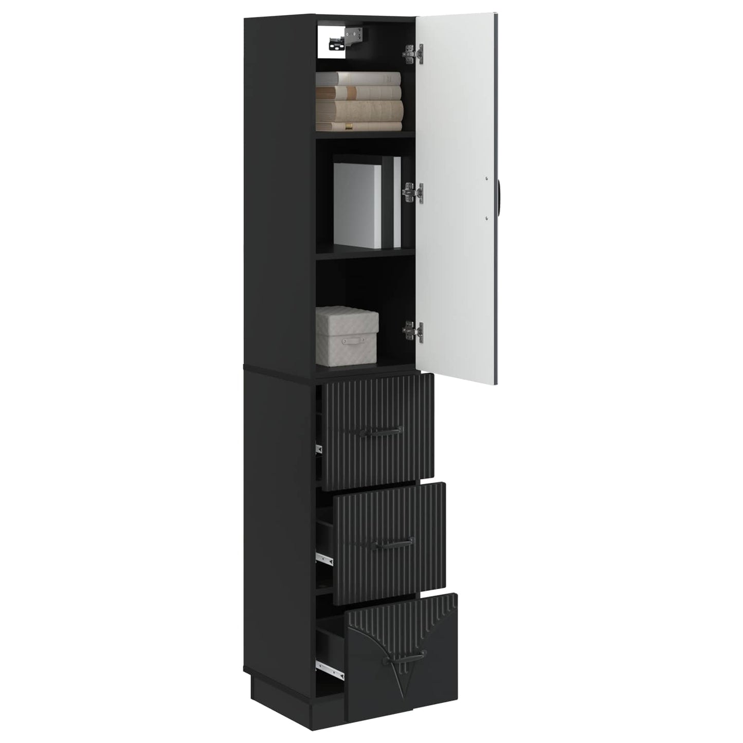 Cabinet Set 2 pcs 33 x 34.5 x 87 cm Engineered Wood Black