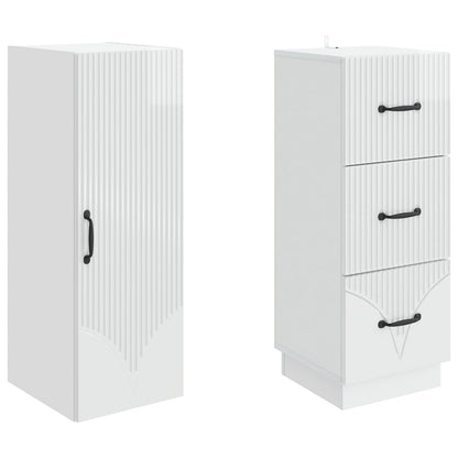 Cabinet Set 2 pcs High Gloss White 33 x 34.5 x 87 cm