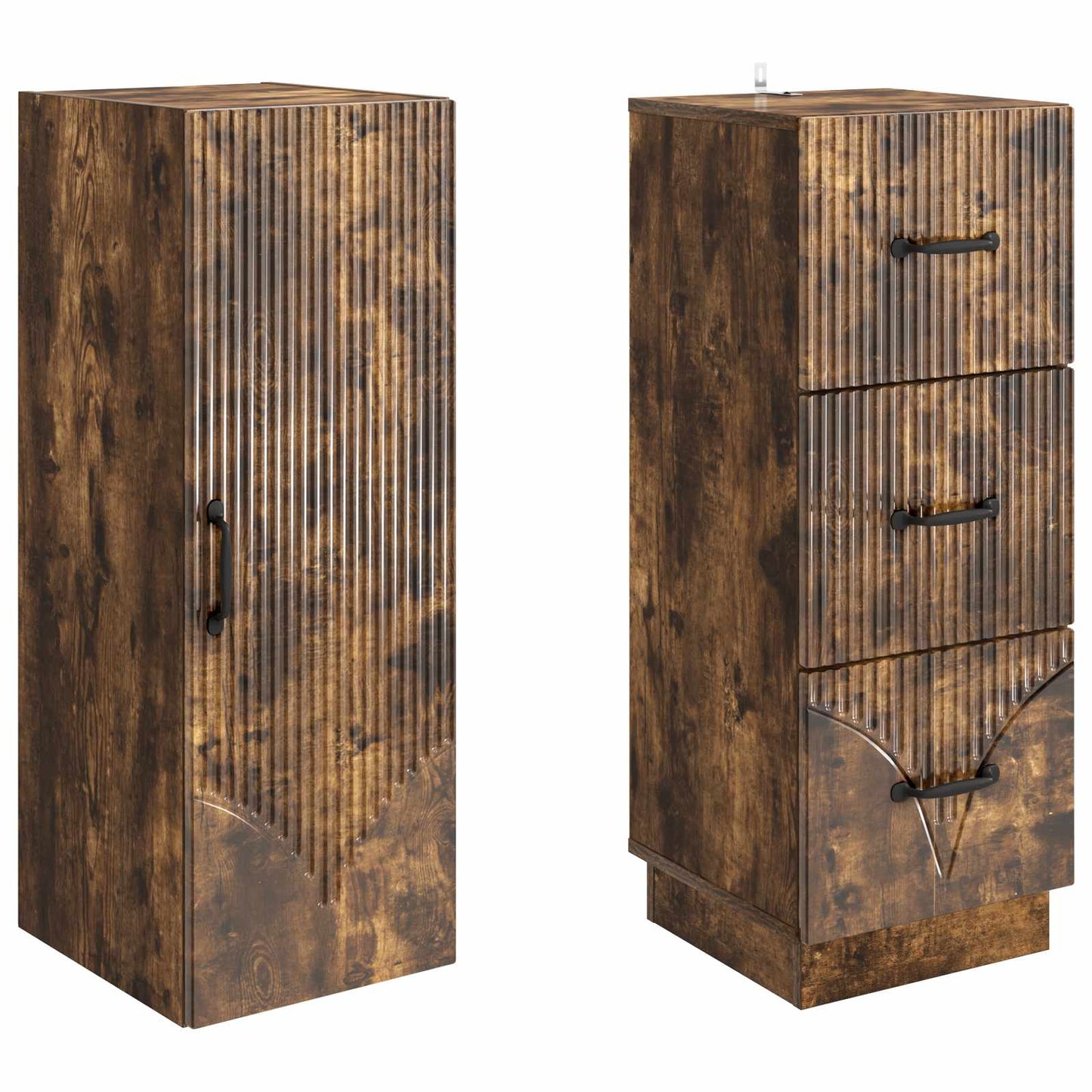 Cabinet Set 2 pcs 33 x 34.5 x 87 cm Engineered Wood Smoked Oak
