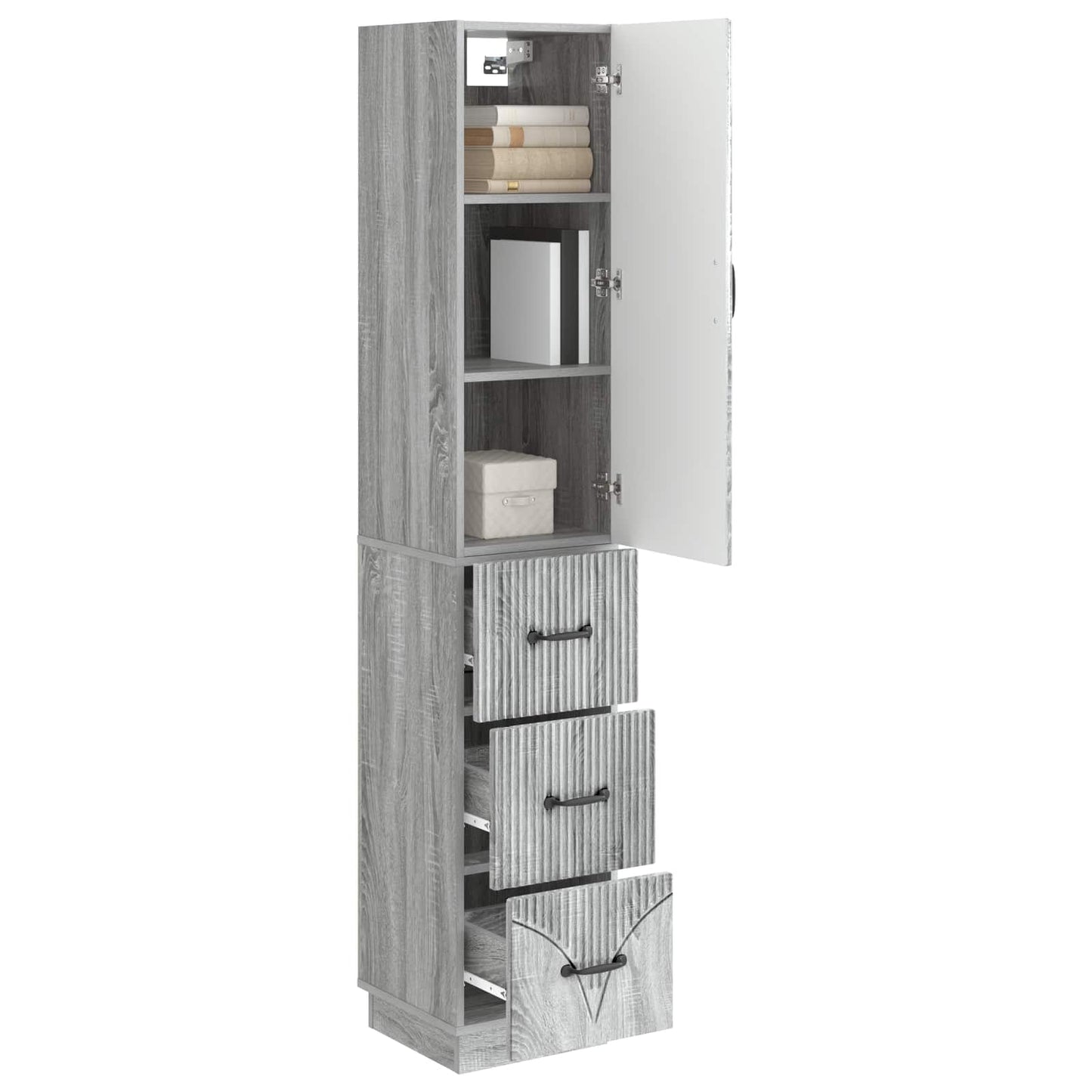 Cabinet Set 2 pcs 33 x 34.5 x 87 cm Engineered Wood Grey Sonoma