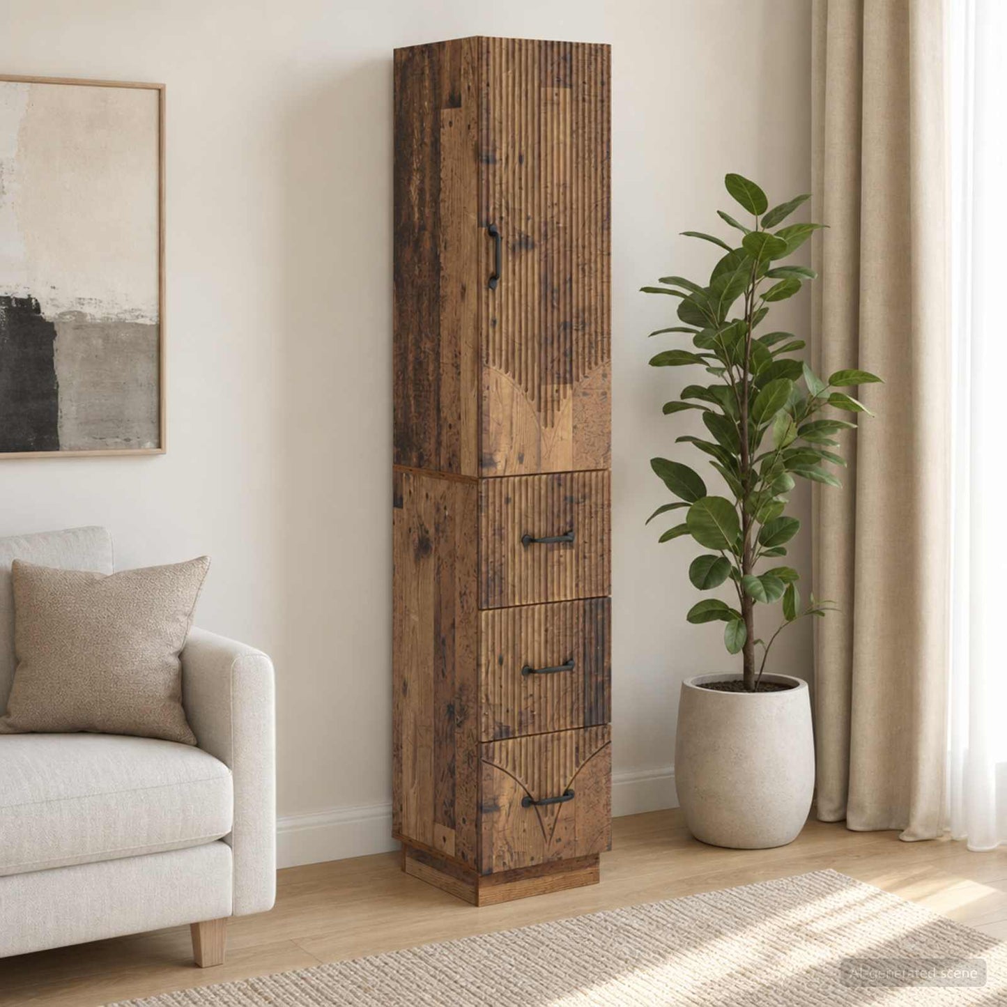 Cabinet Set 2 pcs 33 x 34.5 x 87 cm Engineered Wood Old Wood