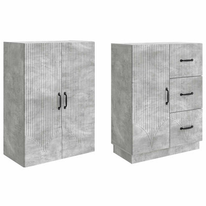 Cabinet Set 2 pcs Concrete Grey Engineered Wood