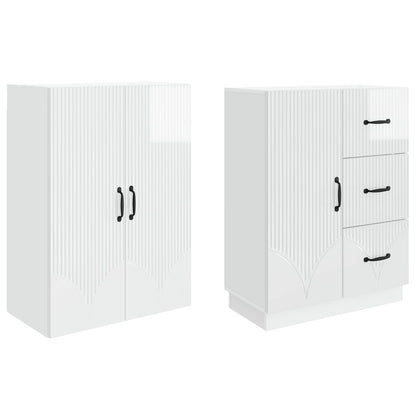 Cabinet Set 2 pcs High Gloss White Engineered Wood