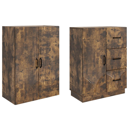 Cabinet Set 2 pcs Smoked Oak Engineered Wood