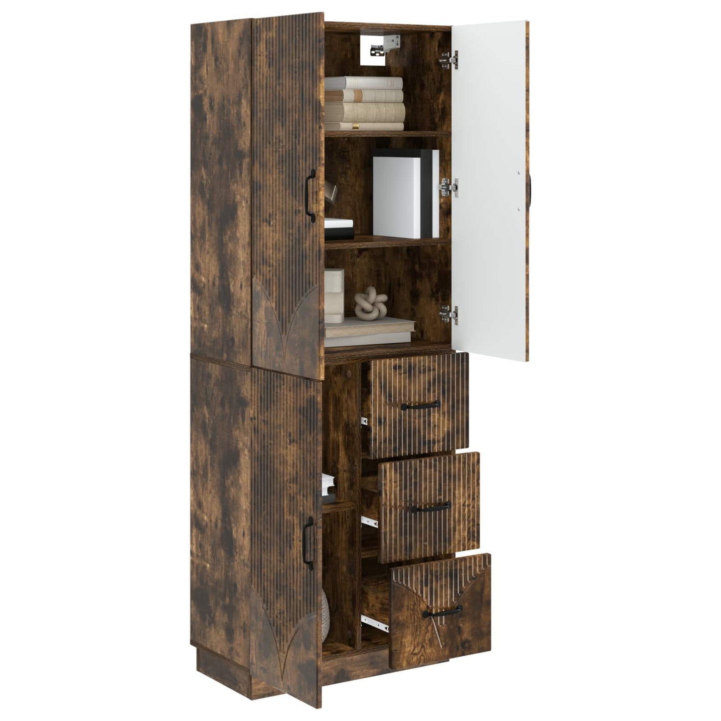Cabinet Set 2 pcs Smoked Oak Engineered Wood