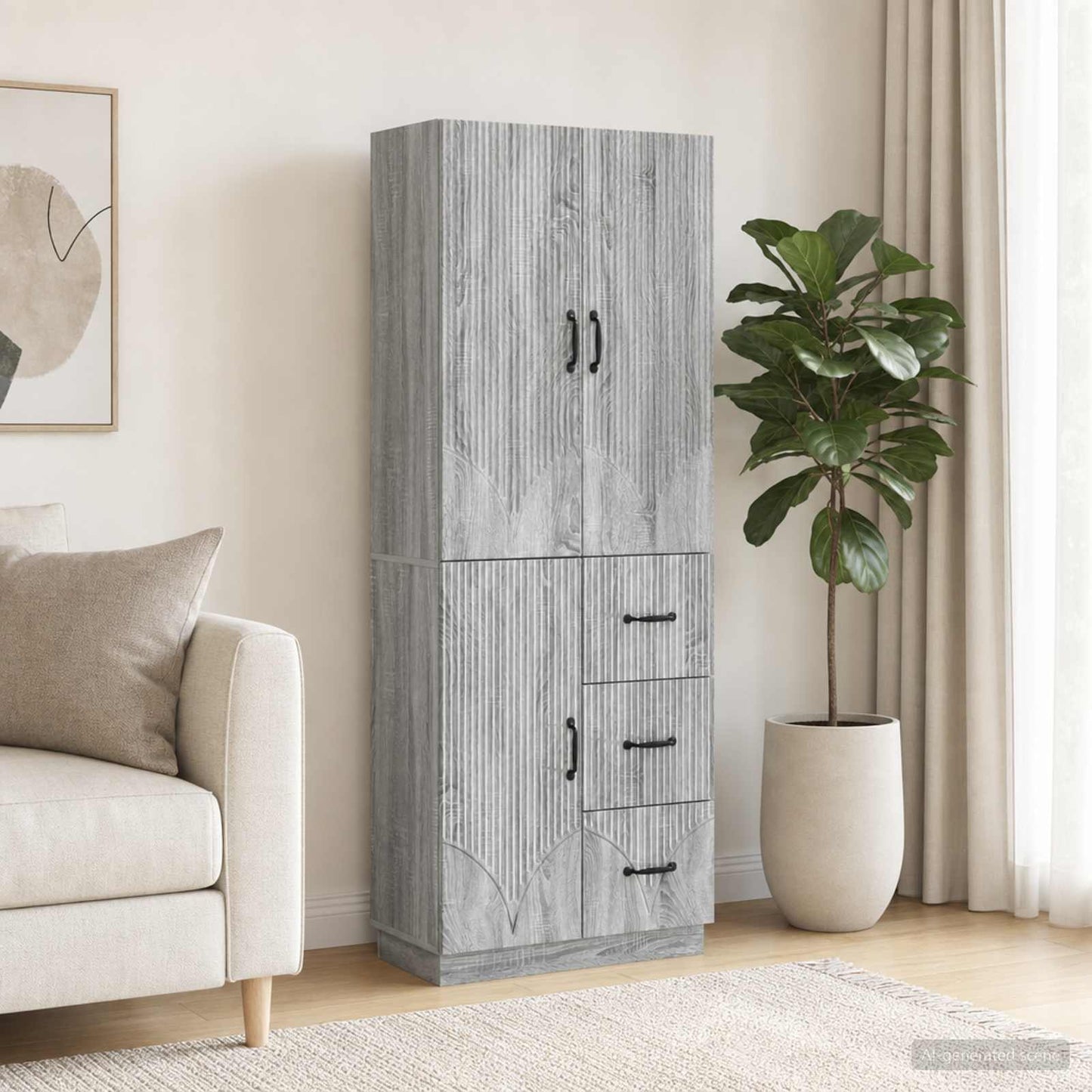 Cabinet Set 2 pcs Grey Sonoma Engineered Wood