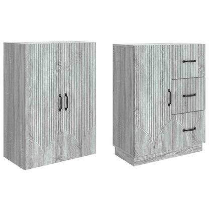 Cabinet Set 2 pcs Grey Sonoma Engineered Wood