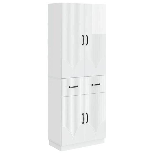 Cabinet Set 2 pcs High Gloss White Engineered Wood