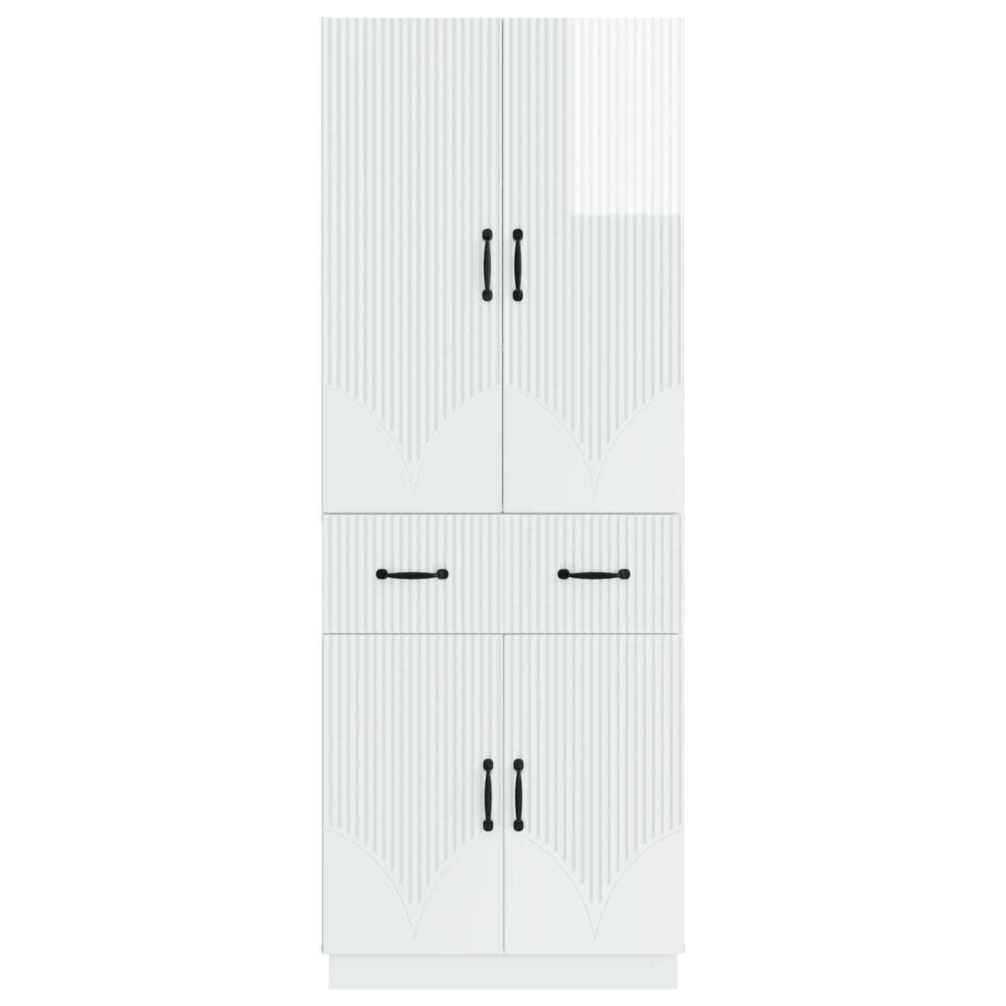 Cabinet Set 2 pcs High Gloss White Engineered Wood