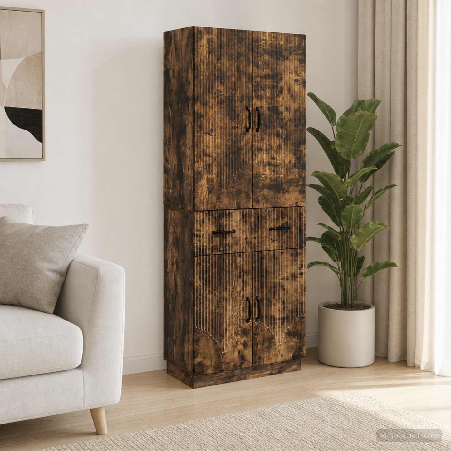 Cabinet Set 2 pcs Smoked Oak Engineered Wood