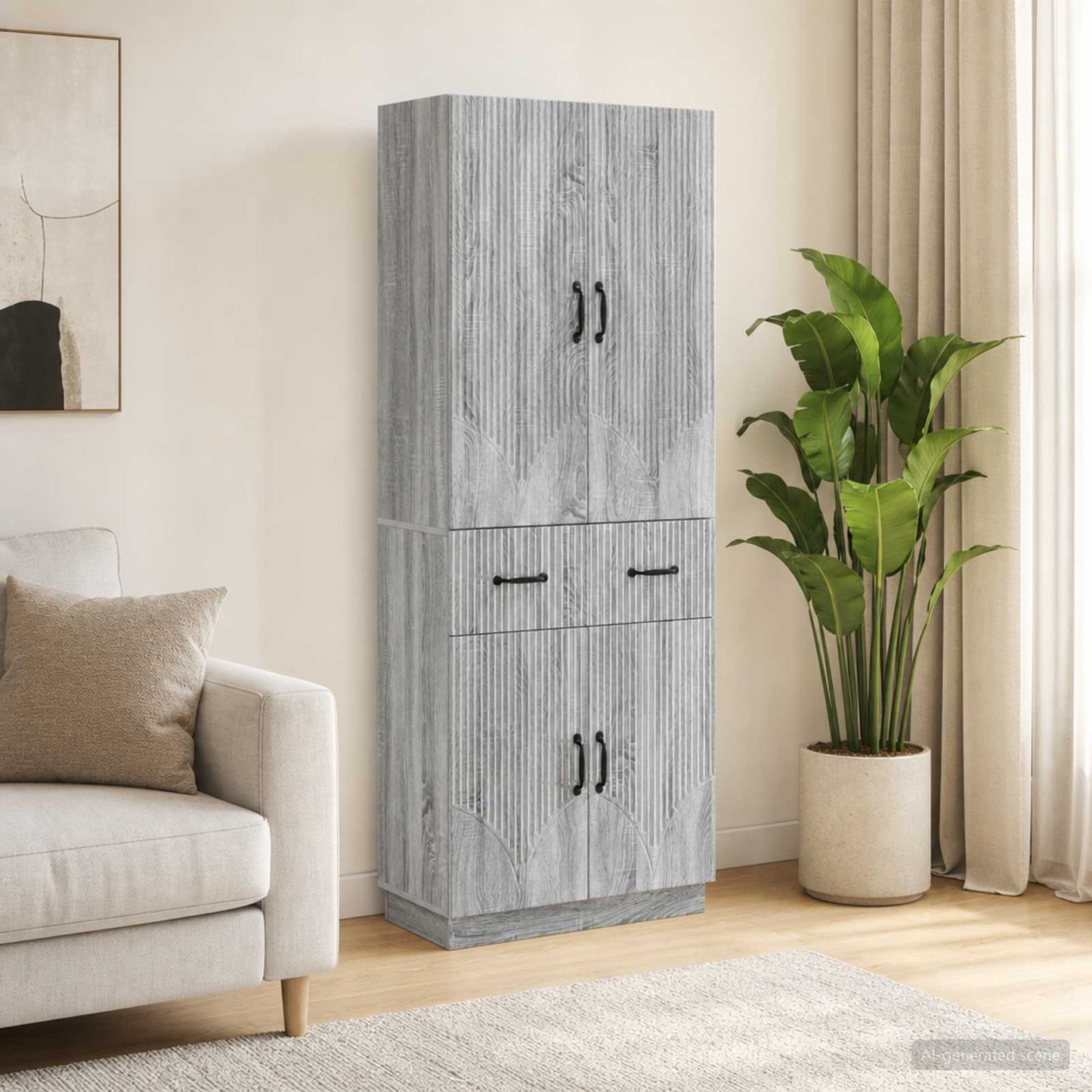 Cabinet Set 2 pcs Grey Sonoma Engineered Wood