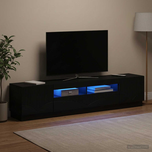 LED TV Cabinet HOORN 3 pcs Black Engineered Wood