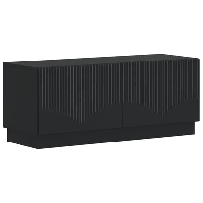 5 Piece LED TV Cabinet Black Engineered Wood