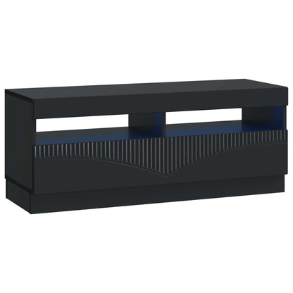 5 Piece LED TV Cabinet Black Engineered Wood