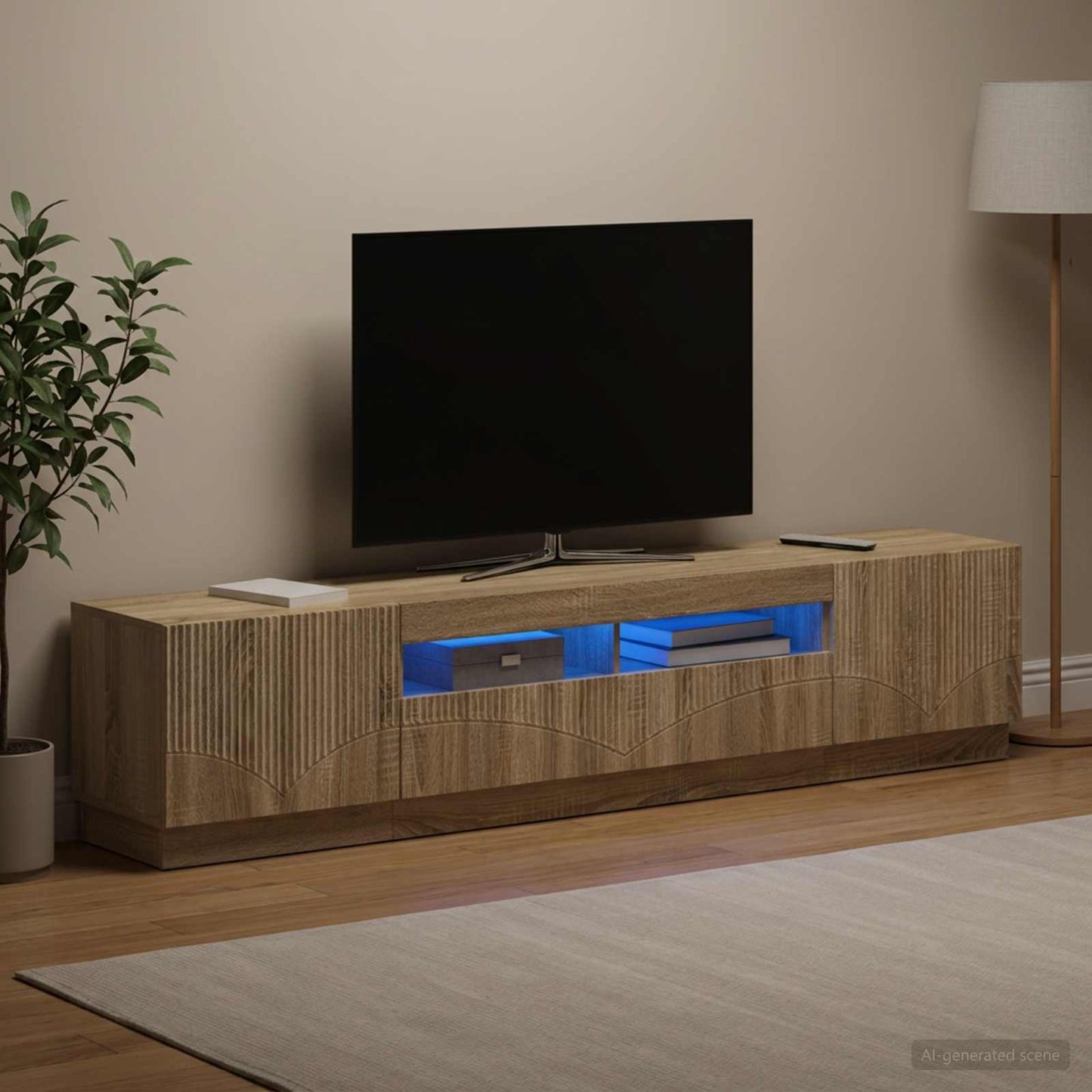 5 Piece LED TV Cabinet Sonoma Oak Engineered Wood