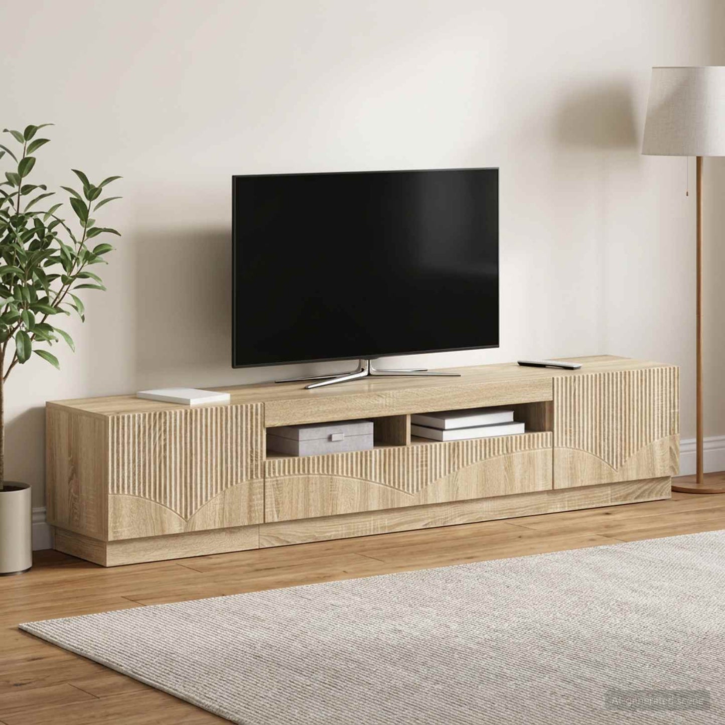 5 Piece LED TV Cabinet Sonoma Oak Engineered Wood