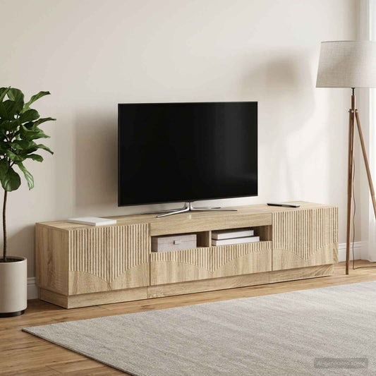 LED TV Cabinet HOORN 3 pcs Sonoma Oak Engineered Wood