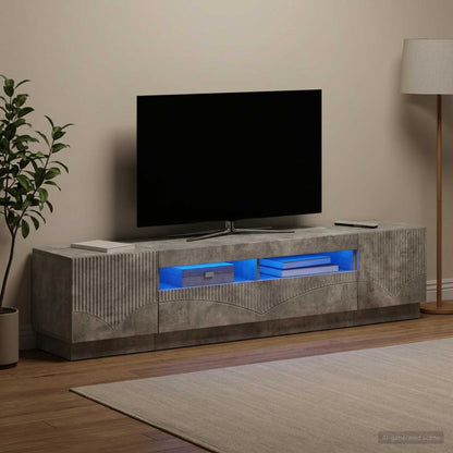 5 Piece LED TV Cabinet Concrete Grey Engineered Wood
