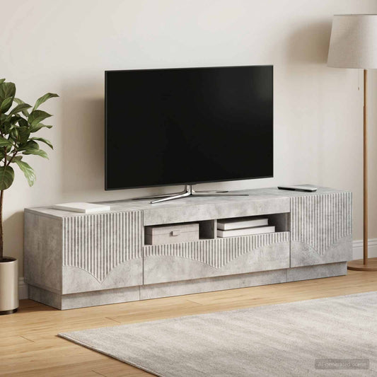 LED TV Cabinet HOORN 3 pcs Concrete Grey Engineered Wood