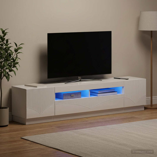 LED TV Cabinet HOORN 3 pcs High Gloss White Engineered Wood