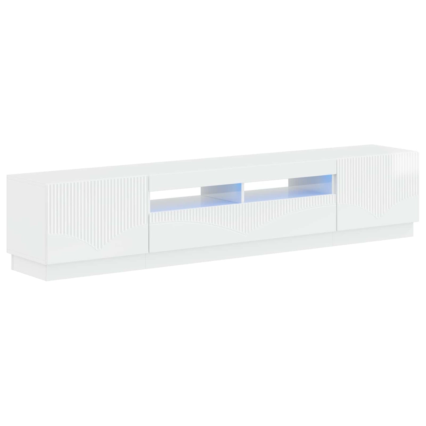 5 Piece LED TV Cabinet High Gloss White Engineered Wood