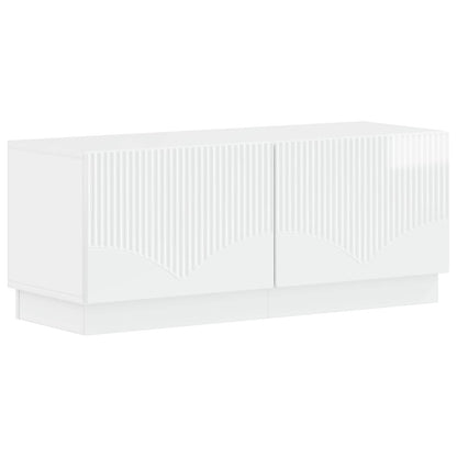 5 Piece LED TV Cabinet High Gloss White Engineered Wood