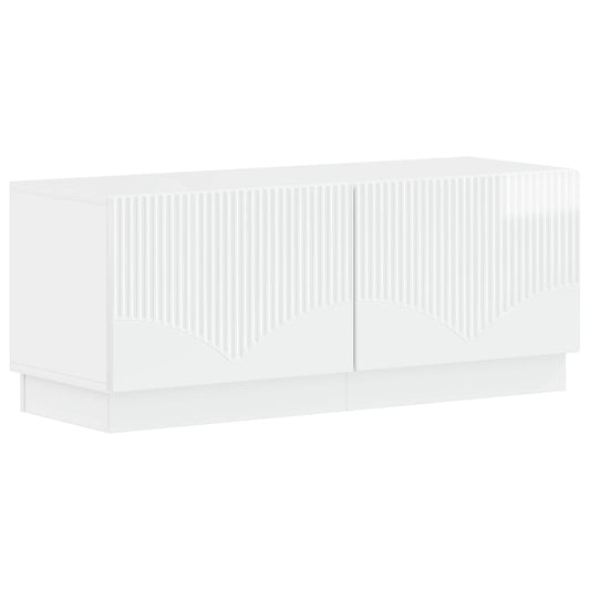 5 Piece LED TV Cabinet High Gloss White Engineered Wood