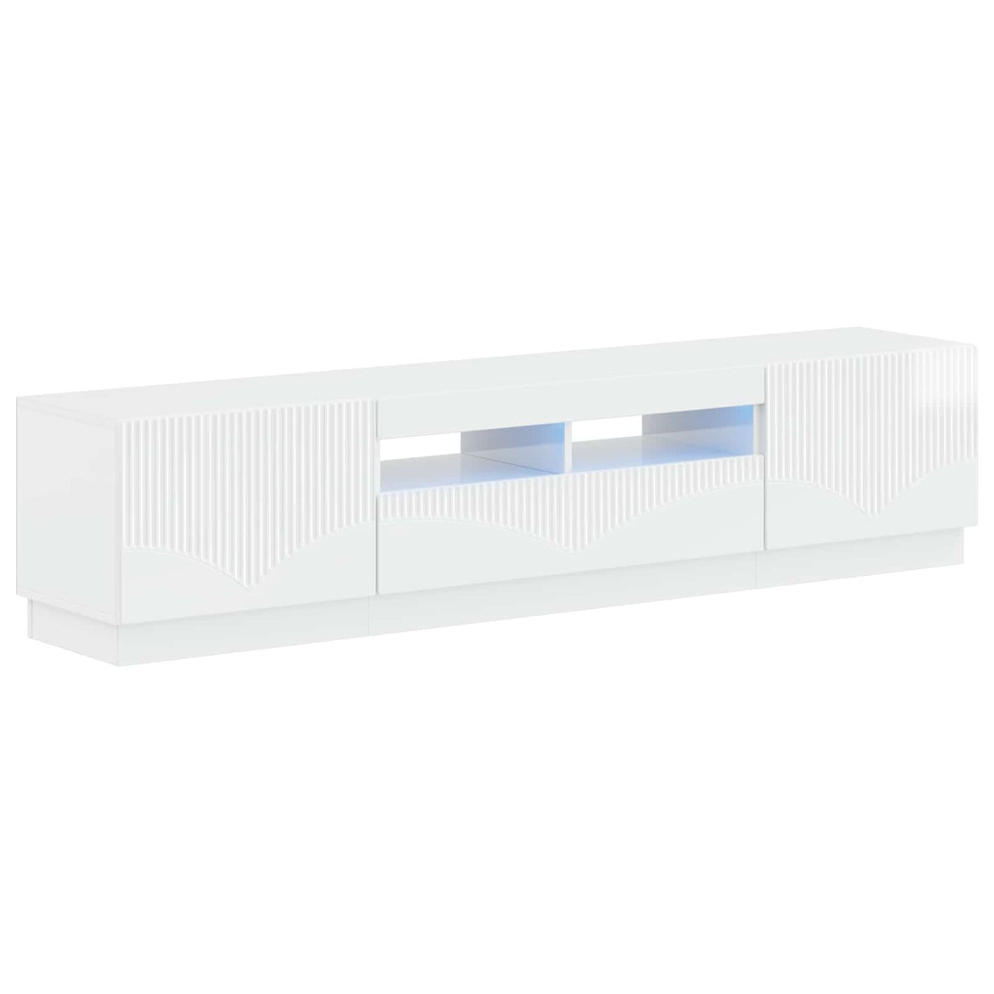 5 Piece LED TV Cabinet High Gloss White Engineered Wood