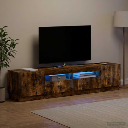 5 Piece LED TV Cabinet Smoked Oak Engineered Wood