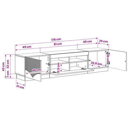 5 Piece LED TV Cabinet Smoked Oak Engineered Wood