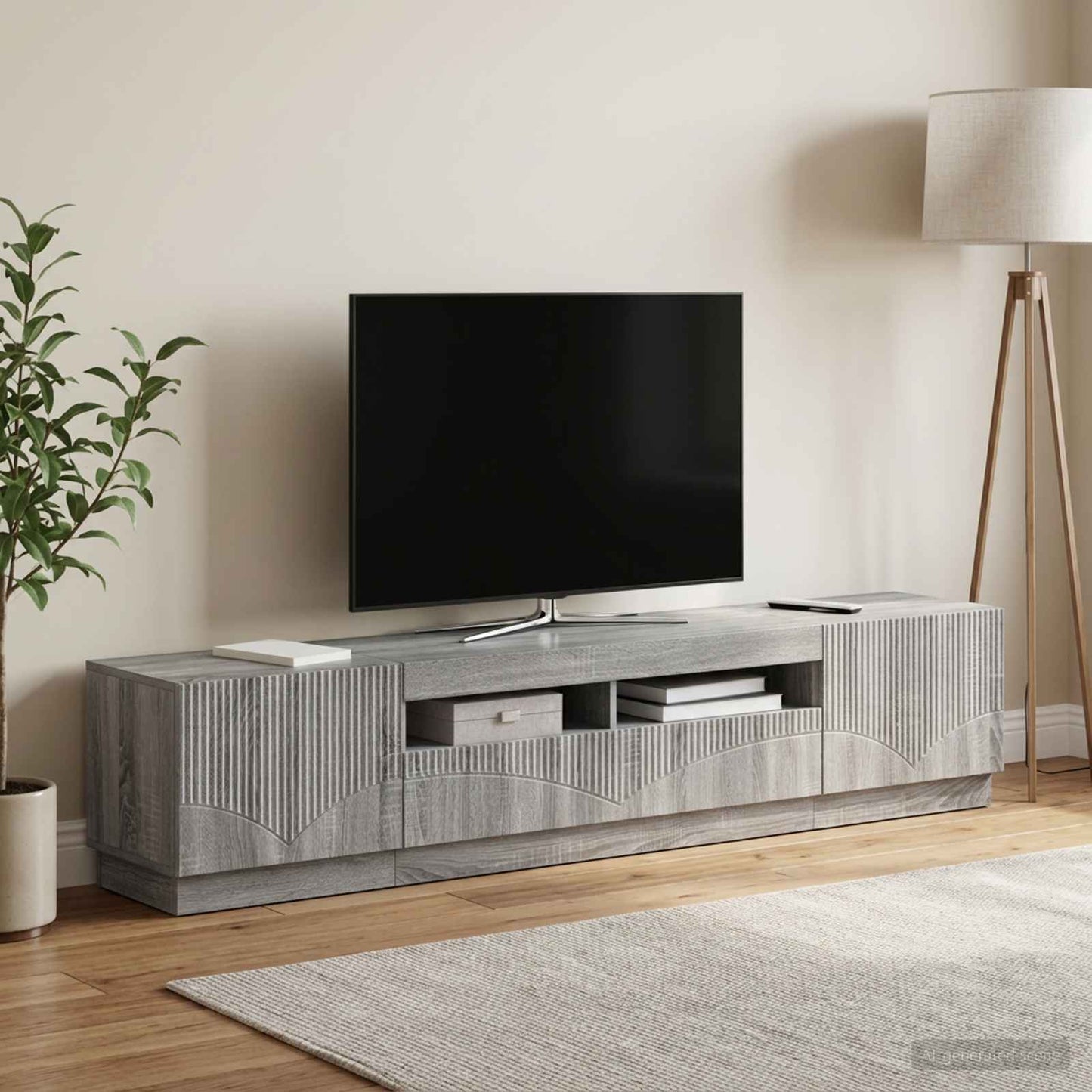 5 Piece LED TV Cabinet Grey Sonoma Engineered Wood