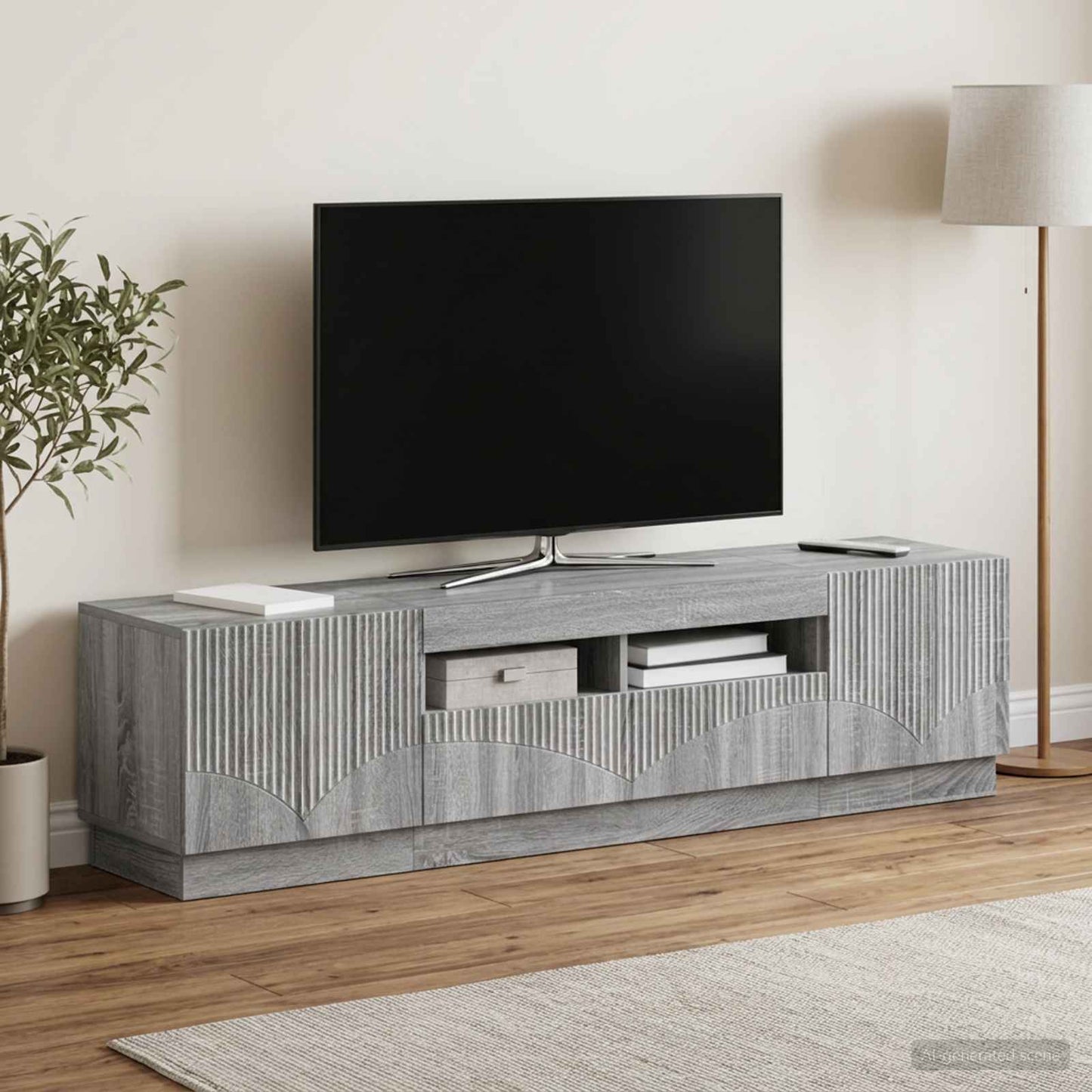 5 Piece LED TV Cabinet Grey Sonoma Engineered Wood