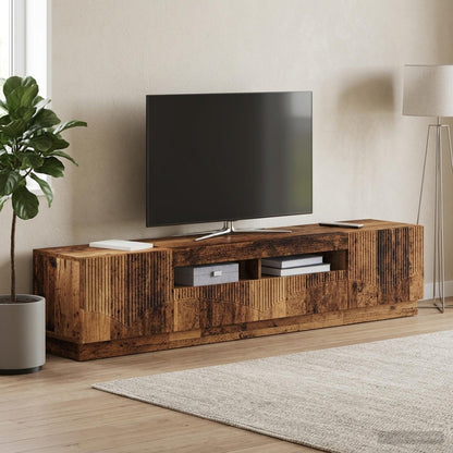 5 Piece LED TV Cabinet Old Wood Engineered Wood