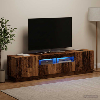 5 Piece LED TV Cabinet Old Wood Engineered Wood