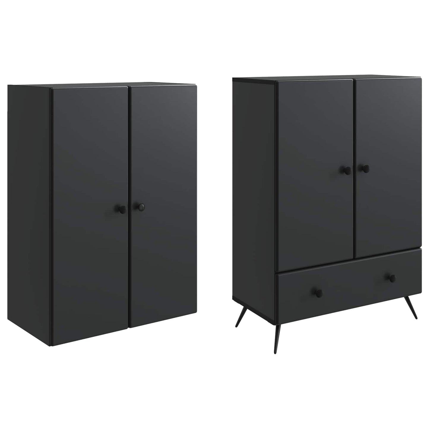 Cabinet Set 2 pcs Black Engineered Wood
