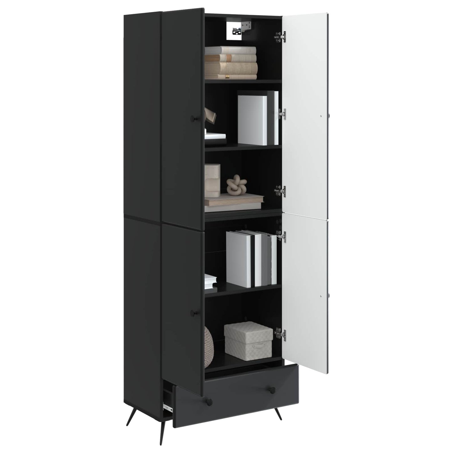 Cabinet Set 2 pcs Black Engineered Wood