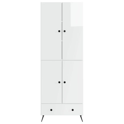 Cabinet Set 2 pcs High Gloss White Engineered Wood