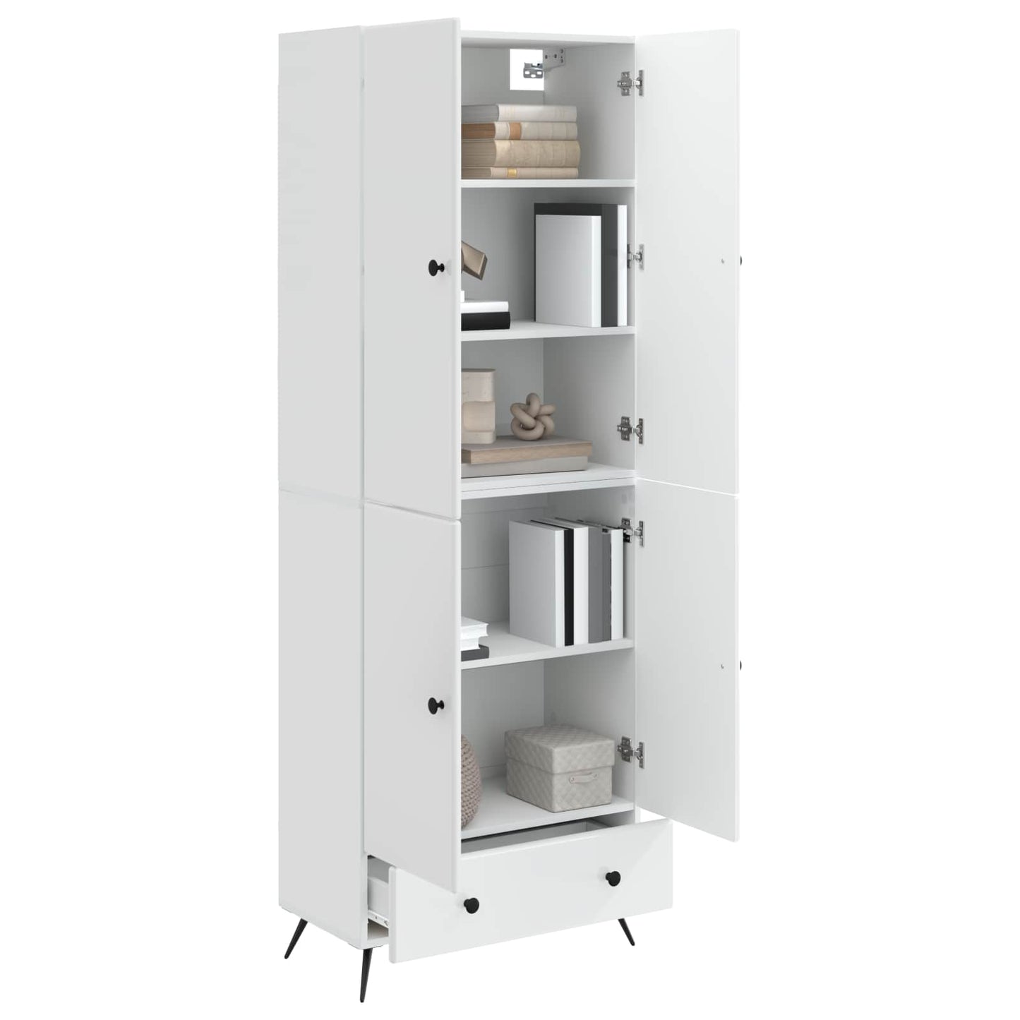 Cabinet Set 2 pcs High Gloss White Engineered Wood