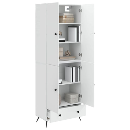 Cabinet Set 2 pcs High Gloss White Engineered Wood