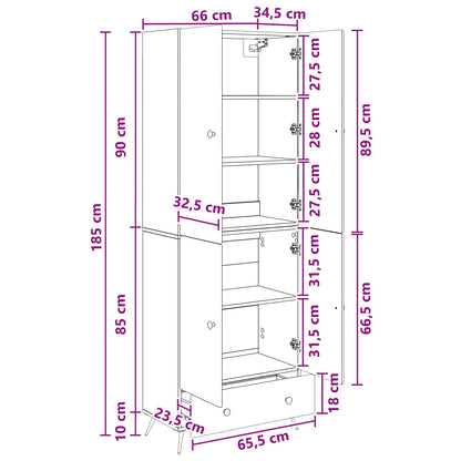 Cabinet Set 2 pcs High Gloss White Engineered Wood