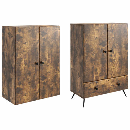 Cabinet Set 2 pcs Smoked Oak Engineered Wood