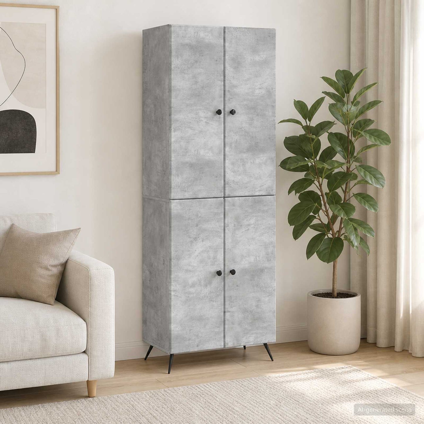 Cabinet Set 2 pcs Concrete Grey Engineered Wood